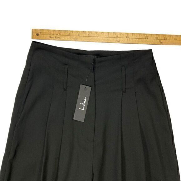 Lulus Pants Women XS Black Chic Pleated High-Waisted Wide-Leg Flare Trousers New - Picture 9 of 14